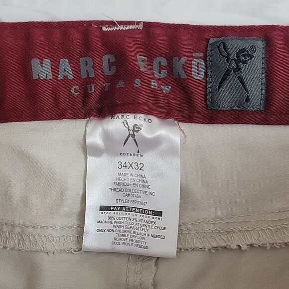 Marc Ecko Cut & Sew Mens cotton stone beige jeans Size 34X32 - Picture 12 of 16